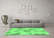 Machine Washable Abstract Emerald Green Modern Area Rugs in a Living Room,, wshabs1187emgrn