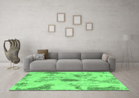 Machine Washable Abstract Emerald Green Modern Rug, wshabs1187emgrn