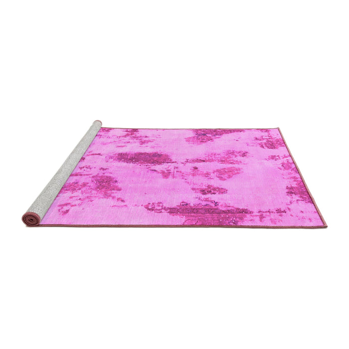 Sideview of Machine Washable Abstract Pink Modern Rug, wshabs1187pnk