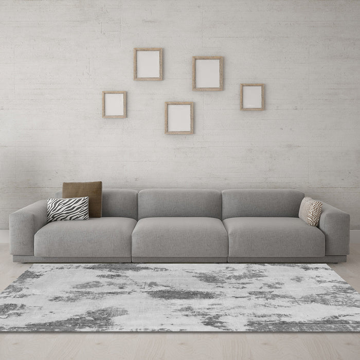 Machine Washable Abstract Gray Modern Rug in a Living Room,, wshabs1187gry