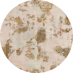 Round Machine Washable Abstract Desert Sand Beige Rug, wshabs1187