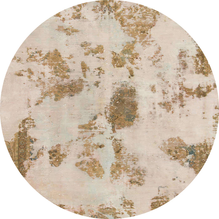 Round Machine Washable Abstract Desert Sand Beige Rug, wshabs1187