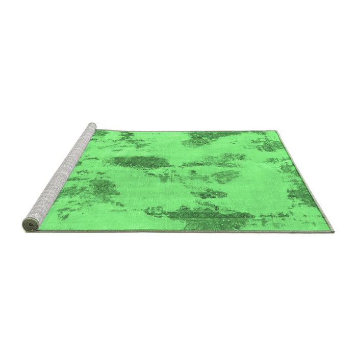 Sideview of Machine Washable Abstract Emerald Green Modern Area Rugs, wshabs1187emgrn