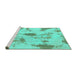 Sideview of Machine Washable Abstract Turquoise Modern Area Rugs, wshabs1187turq