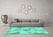 Machine Washable Abstract Turquoise Modern Area Rugs in a Living Room,, wshabs1187turq