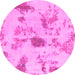 Round Abstract Pink Modern Rug, abs1187pnk