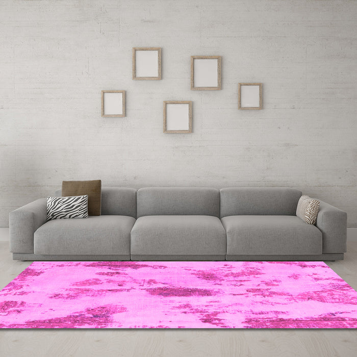 Machine Washable Abstract Pink Modern Rug in a Living Room, wshabs1187pnk