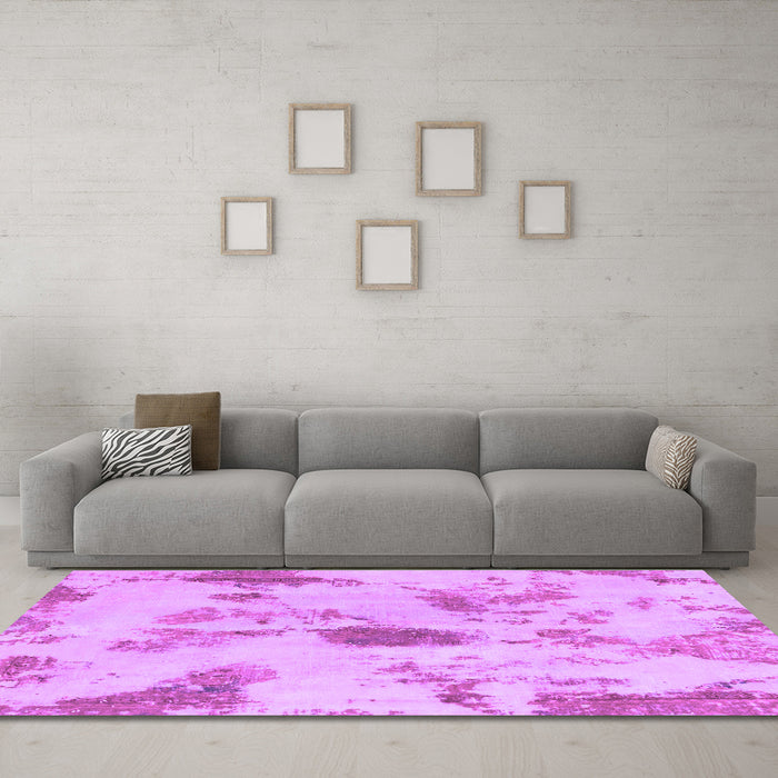 Machine Washable Abstract Purple Modern Area Rugs in a Living Room, wshabs1187pur
