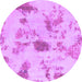 Round Machine Washable Abstract Purple Modern Area Rugs, wshabs1187pur