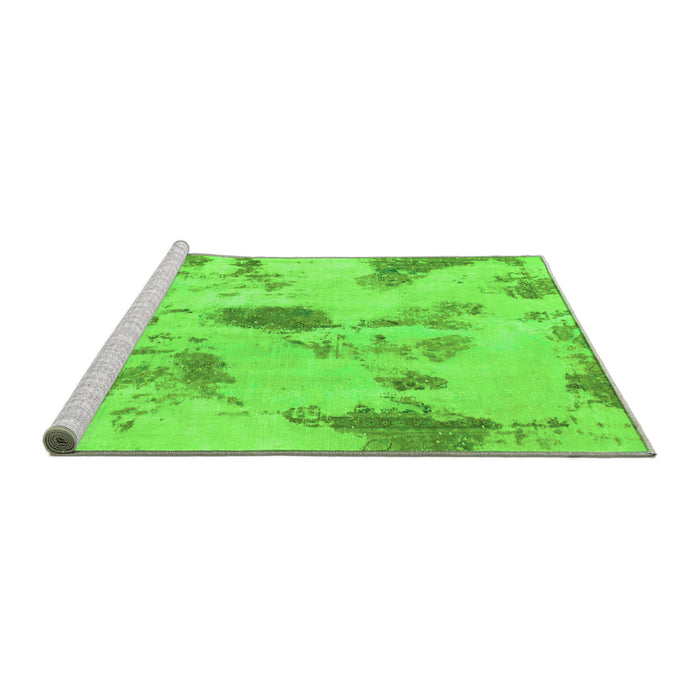 Sideview of Machine Washable Abstract Green Modern Area Rugs, wshabs1187grn