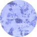 Round Abstract Blue Modern Rug, abs1187blu