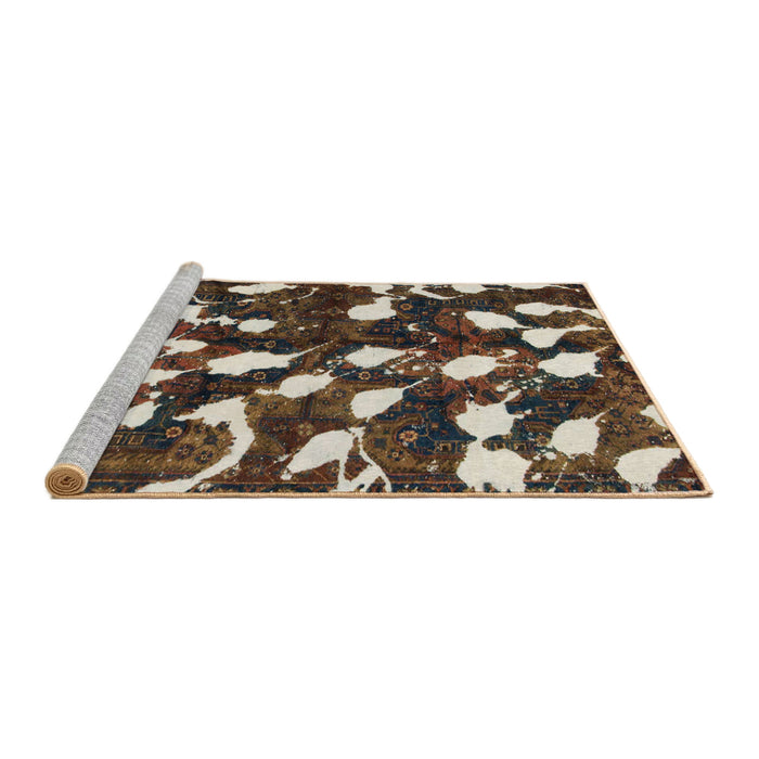 Sideview of Machine Washable Abstract Bakers Brown Rug, wshabs1188