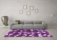 Machine Washable Abstract Purple Modern Rug, wshabs1188pur