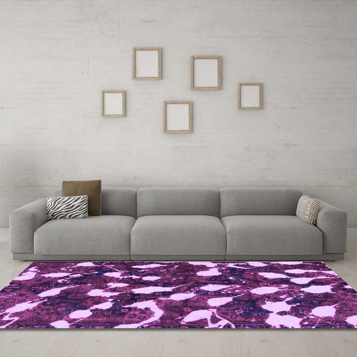 Machine Washable Abstract Purple Modern Area Rugs in a Living Room, wshabs1188pur