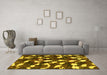 Machine Washable Abstract Yellow Modern Rug in a Living Room, wshabs1188yw