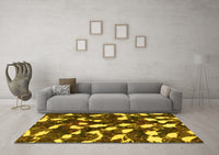 Machine Washable Abstract Yellow Modern Rug, wshabs1188yw