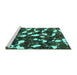 Sideview of Machine Washable Abstract Turquoise Modern Area Rugs, wshabs1188turq