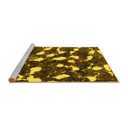 Sideview of Machine Washable Abstract Yellow Modern Rug, wshabs1188yw
