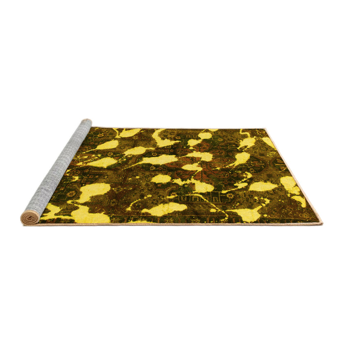 Sideview of Machine Washable Abstract Yellow Modern Rug, wshabs1188yw
