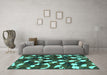 Machine Washable Abstract Turquoise Modern Area Rugs in a Living Room,, wshabs1188turq
