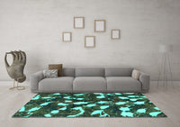 Machine Washable Abstract Turquoise Modern Rug, wshabs1188turq