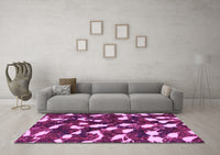 Machine Washable Abstract Pink Modern Rug, wshabs1188pnk