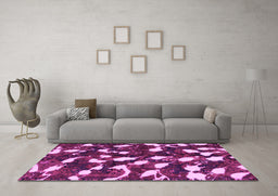 Machine Washable Abstract Pink Modern Rug in a Living Room, wshabs1188pnk