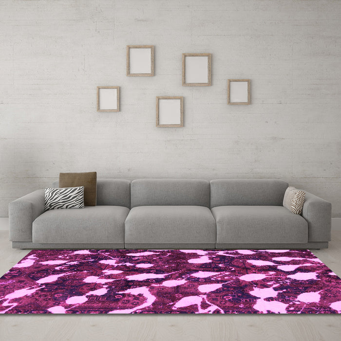 Machine Washable Abstract Pink Modern Rug in a Living Room, wshabs1188pnk