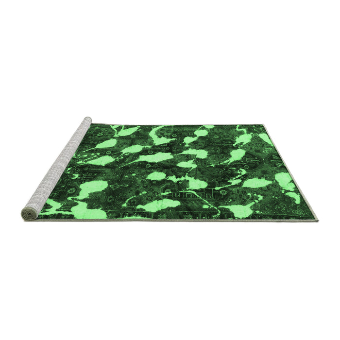 Sideview of Machine Washable Abstract Emerald Green Modern Area Rugs, wshabs1188emgrn