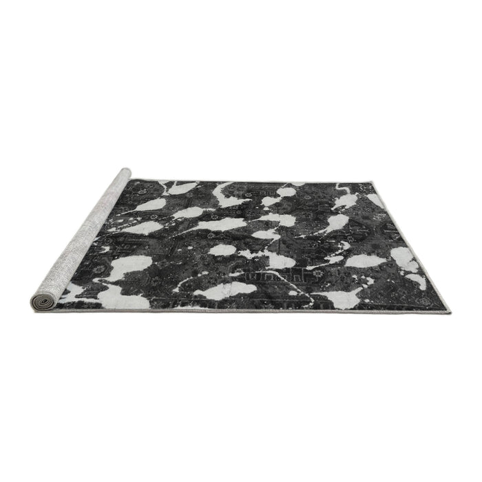 Sideview of Machine Washable Abstract Gray Modern Rug, wshabs1188gry