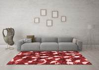 Machine Washable Abstract Red Modern Rug, wshabs1188red