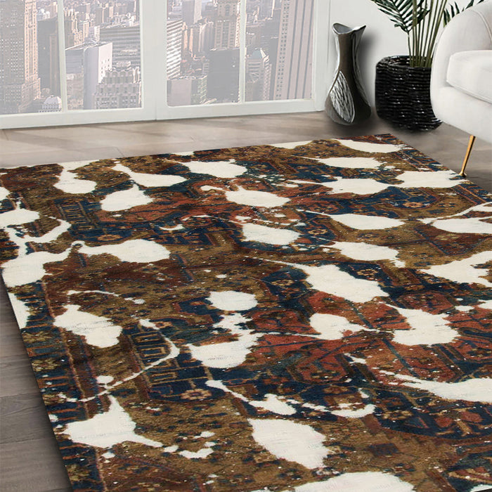 Machine Washable Abstract Bakers Brown Rug in a Family Room, wshabs1188