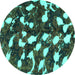 Round Machine Washable Abstract Turquoise Modern Area Rugs, wshabs1188turq