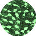 Round Machine Washable Abstract Emerald Green Modern Area Rugs, wshabs1188emgrn