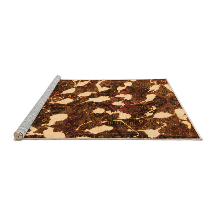 Sideview of Machine Washable Abstract Orange Modern Area Rugs, wshabs1188org