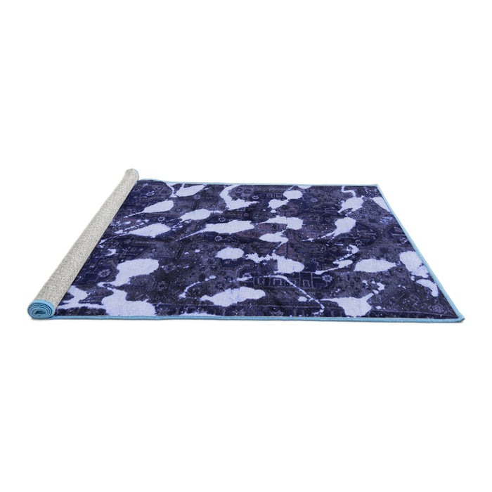 Sideview of Machine Washable Abstract Blue Modern Rug, wshabs1188blu