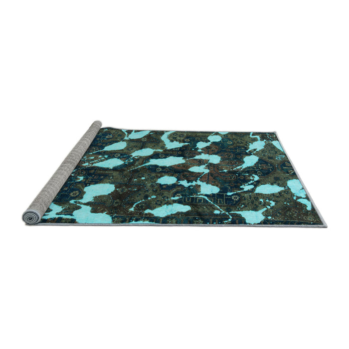 Sideview of Machine Washable Abstract Light Blue Modern Rug, wshabs1188lblu