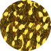 Round Machine Washable Abstract Yellow Modern Rug, wshabs1188yw