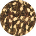 Round Abstract Brown Modern Rug, abs1188brn