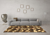 Machine Washable Abstract Brown Modern Rug, wshabs1188brn