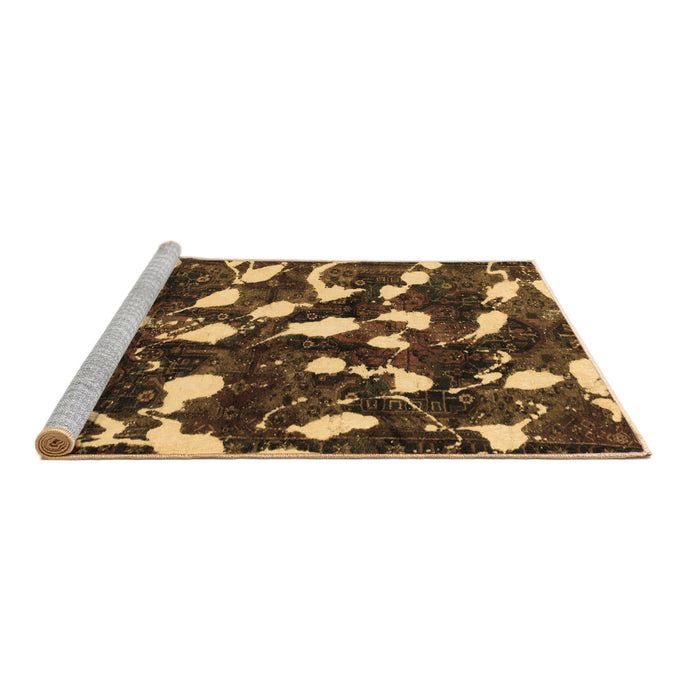 Sideview of Machine Washable Abstract Brown Modern Rug, wshabs1188brn