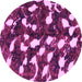 Round Machine Washable Abstract Pink Modern Rug, wshabs1188pnk