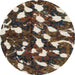 Round Machine Washable Abstract Bakers Brown Rug, wshabs1188