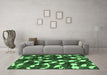 Machine Washable Abstract Emerald Green Modern Area Rugs in a Living Room,, wshabs1188emgrn