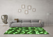 Machine Washable Abstract Green Modern Area Rugs in a Living Room,, wshabs1188grn