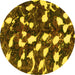 Round Abstract Yellow Modern Rug, abs1188yw