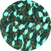 Round Abstract Turquoise Modern Rug, abs1188turq