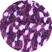 Round Machine Washable Abstract Purple Modern Area Rugs, wshabs1188pur