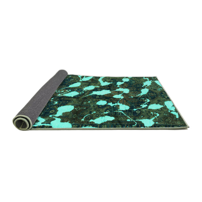 Sideview of Abstract Turquoise Modern Rug, abs1188turq