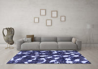 Machine Washable Abstract Blue Modern Rug, wshabs1188blu